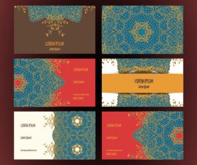 Template blue pattern cards vector