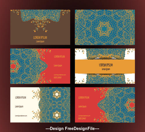 Template blue pattern cards vector