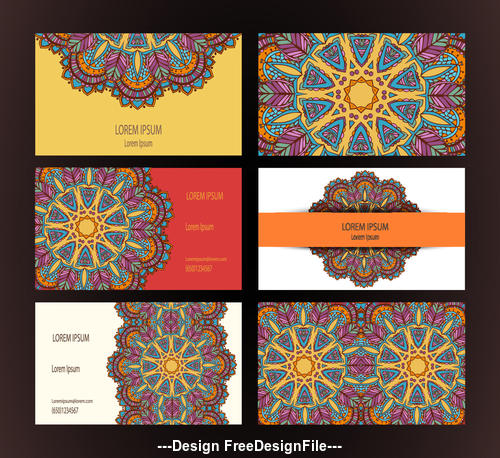 Template flower pattern cards vector