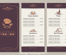 Template for the restaurant menu vector