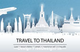 Thailand city landscape and travel paper design