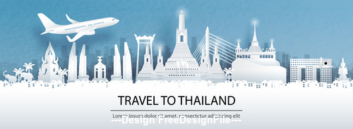 Thailand city landscape and travel paper design