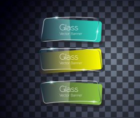 Three color glass banners vector