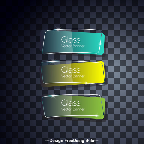 Three color glass banners vector