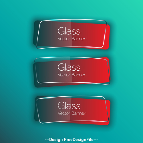 Three red glass banners on blue background vector