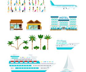 Travel and cruise set vector