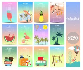 Travel desktop calendar 2020 vector