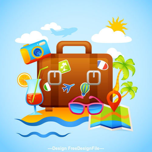 Travel suitcase illustration vector