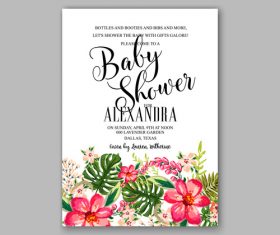 Tropical Flower Wedding Invitation Template vector