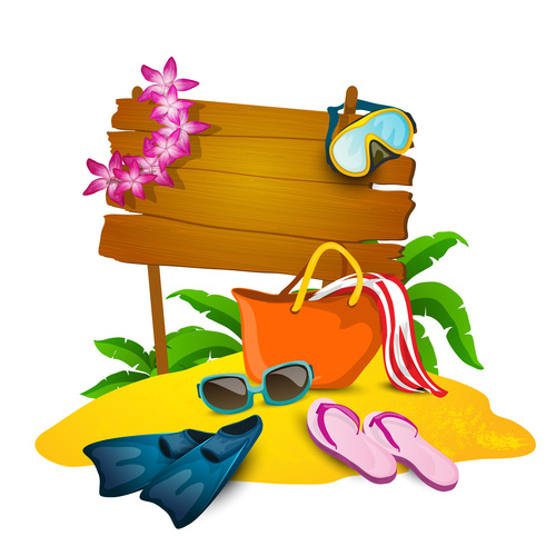 Tropical beach vacation illustration vector