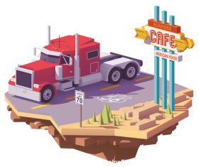 Truck on the road 3d isometric vector