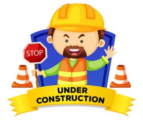 Under construction cartoon illustration vector