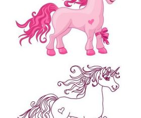 Unicorn with a bow vectors