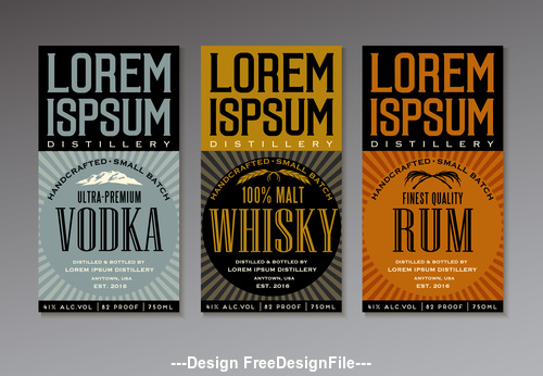 Various alcohol labels vector