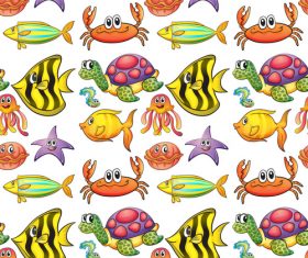 Various animals cartoon background pattern vector