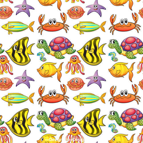Various animals cartoon background pattern vector