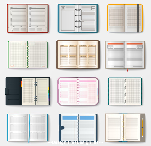 Various notebook collections vector