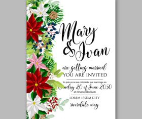 Various watercolor floral wedding invitation template vector.