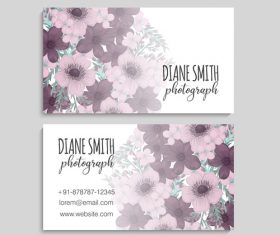 Vector business cards with flowers