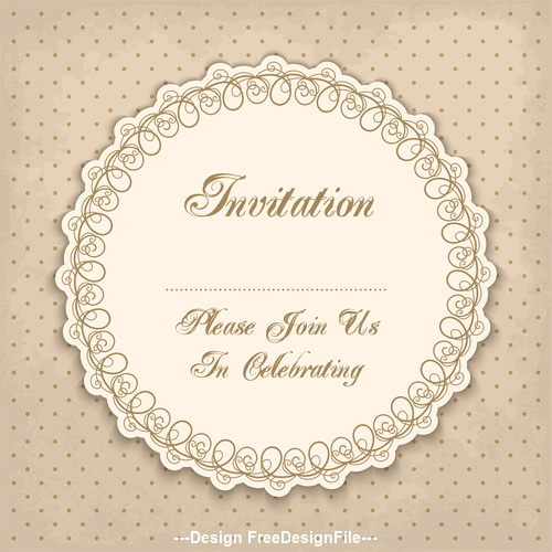 Vintage invitation lacy damask decoration 02