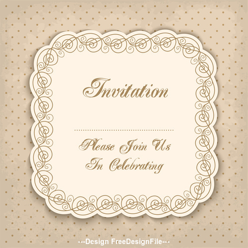Vintage invitation lacy damask decoration 03