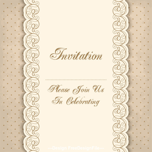 Vintage invitation lacy damask decoration 04