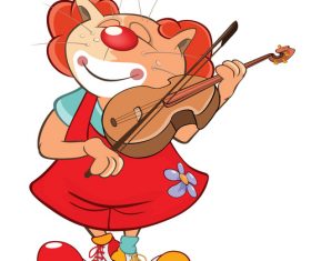 Violin cat cartoon vector