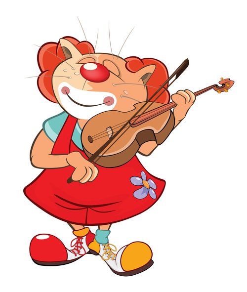 Violin cat cartoon vector