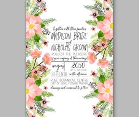 Watercolor floral wedding invitation template vector 01