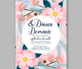 Watercolor floral wedding invitation template vector 02