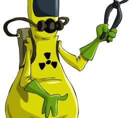 Wearing radiation suit cartoon character vector