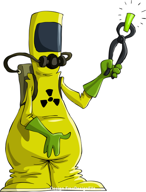 Wearing radiation suit cartoon character vector