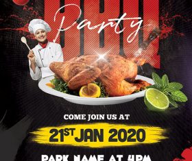 Weekend BBQ party flyer psd template