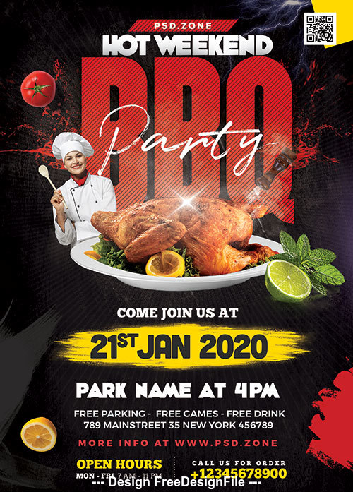 Weekend BBQ party flyer psd template
