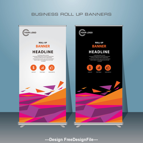 White and black roll banner design vector template