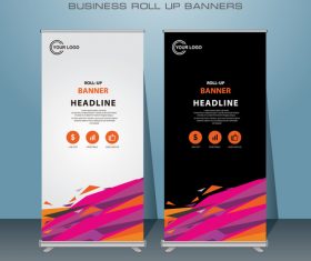 White and black stripes roll banner design vector template