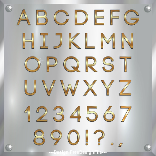 White background gold font and numbers vector