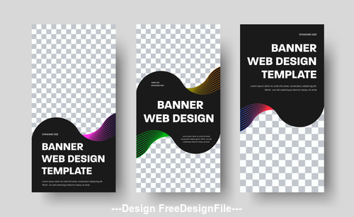 White square black stripes web banners vector