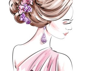 Woman hair watercolor vector