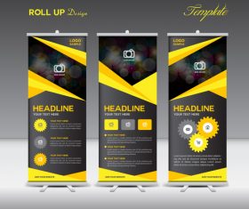 Yellow and black Roll Up Banner template vector