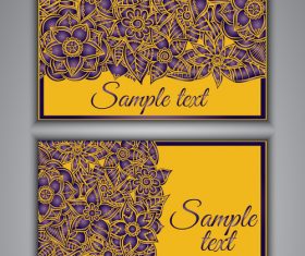 Yellow background floral ornamental card vector