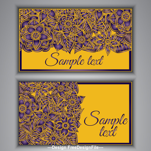 Yellow background floral ornamental card vector