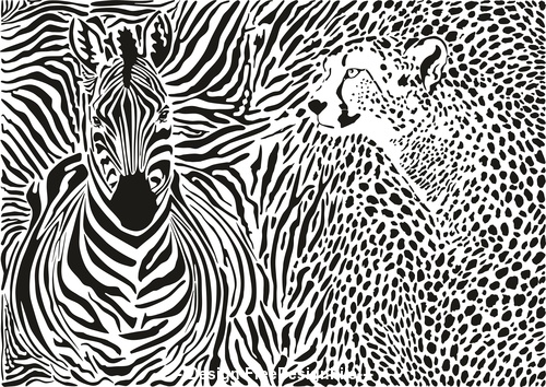 Zebra and cheetah and pattern background vector