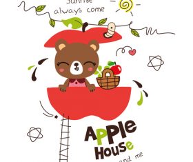 apple house red doodle vector