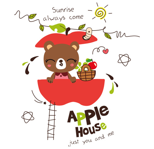 apple house red doodle vector