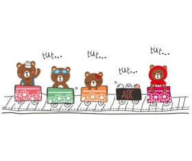 bear and friends doodle vector