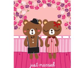 bear just married cartoon doodle vector
