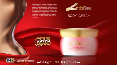 body cream cosmetic ads template vector