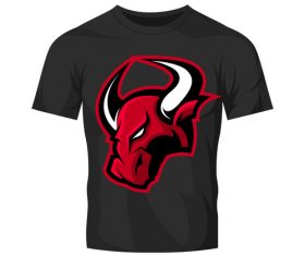 bulls head only t-shirt black vector