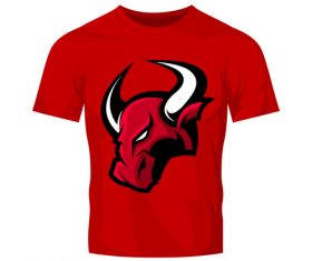 bulls head only t-shirt red vector